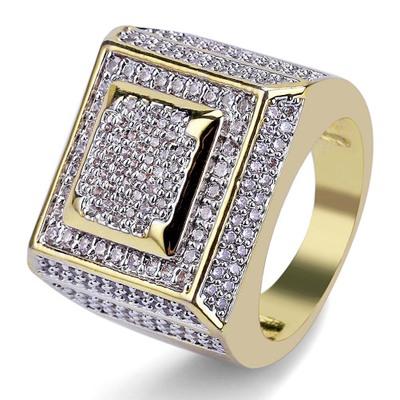 China Verena Jewelry Dropshipping Wholesale Fashion Hip Hop Non-fading Bling Diamond Square Iced Out Ring for sale