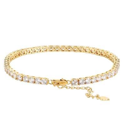 China TRENDY Silver Anklet Bracelet Women Foot Jewelry Stainless Steel Anklet Rose Gold Plated Diamond Tennis Verena Dropshipping Cute 2021 for sale