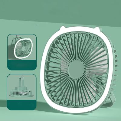 China Equipped with mirror USB Rechargeable 1200mAh LED light cooling Portable Adjustable low noise desktop mini fan ceiling fans for sale