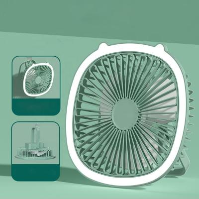 China Equipped with mirror Summer low noise heat dissipation 1200mAh USB Rechargeable LED light cooling mini desktop fan ceiling fans for sale