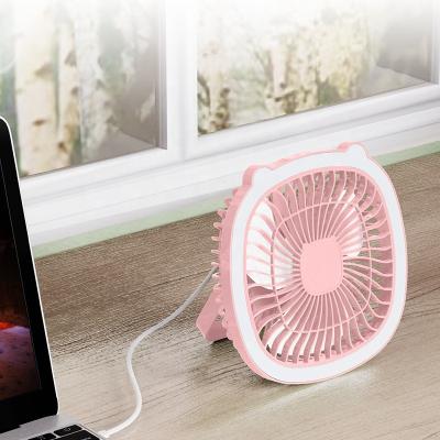 China Equipped with mirror Customized Portable summer low noise heat dissipation USB Rechargeable LED light cooling Adjustable Handheld mini desktop fan for sale