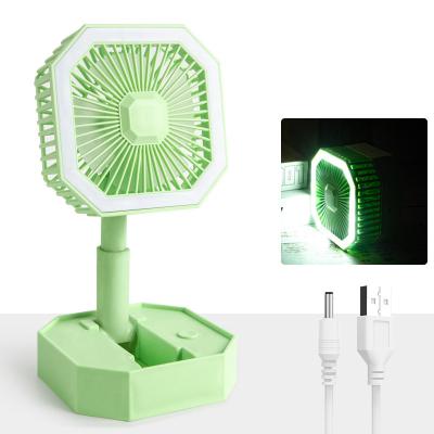 China Equipped with mirror Latest hot selling small fan Multifunctional Desktop Fan Night Light Portable Folding Fan light for sale