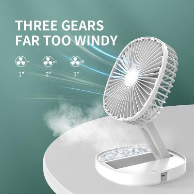 China Foldable China New Rechargeable Multifunction Telescopic Folding Rechargeable Stand Fan for sale