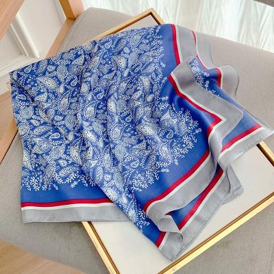 China 2022 Wholesale 70X70CLM Popular Scarf Factory Wholesale 2022 Print Scarf Factory Popular Winter Sunscreen Square Headcloth Fashion Flower Beach Towel for sale