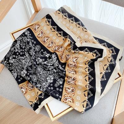 China 2022 Popular Small Flower Print Turban Fashion Factory Scarf 70X70CLM Winter Sunscreen Square Headcloth Popular Headscarf Wholesale for sale