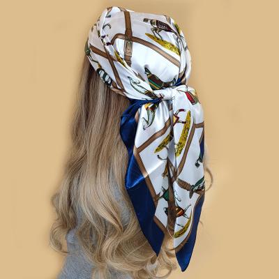 China 2022 New Style Luxury Beach Silk Scarf Winter Scarf Factory Wholesale Popular Sunscreen Print 90X90CM Headcloth Square Shawls for sale