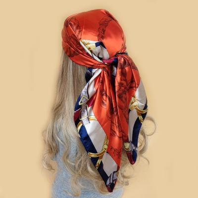 China 2022 Winter New Style Popular Silk Scarf Beach Popular Wholesale Popular Silk Scarf Sunscreen Square Shawls Luxury Copy 90X90CM Headcloth From Scarf Factory for sale