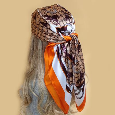 China 2022 Winter New Style Popular Luxury Silk Scarf Beach Scarf Factory Wholesale Popular Sunscreen Print 90X90CM Headcloth Square Shawls for sale