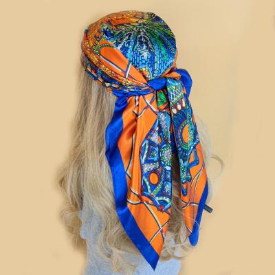 China 90X90CM Designer Kerchief Factory Fashion Print Beach Scarf 90X90CM Headcloth Wholesale 2022 Wholesale 2022 Silk Sunscreen Luxury Square Shawls for sale