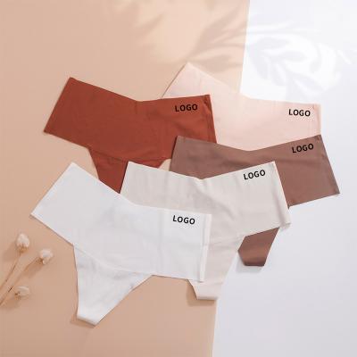 China QUICK DRY Custom Logo Ladies Sexy Briefs Seamless Letter Panties Ice Silk Underwear Seamless Inner Feminine Women's Mujer Underwear for sale