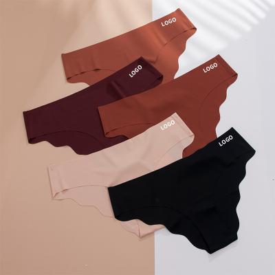 China QUICK DRY Custom Logo Ladies Sexy Briefs Seamless Letter Panties Ice Ropa Mujer Underwear Female Women Silk Seamless Inner Underwear for sale