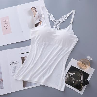 China Breathable Ice Silk No Trace Embroidered Beauty Back Ladies Lower Chest Wrapped Breathable Soft Hot Sexy Adjustable Camis for sale