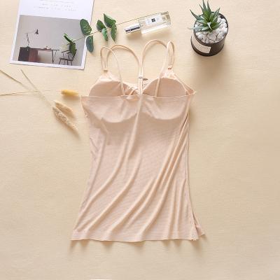 China Simple Design Spaghetti Strap Breathable Pajamas Casual Vest Top Material Camisole With Built In Bra for sale