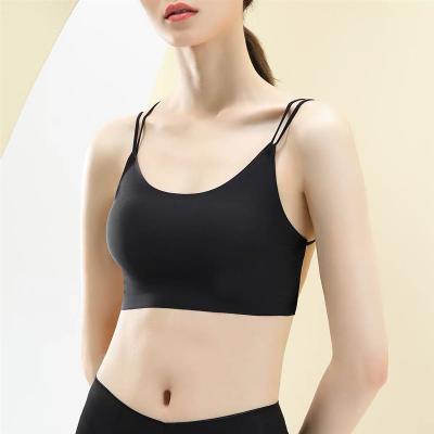 China Cross Patterned Antibacterial No Trace Sexy Double Tube Shoulder Strap Beauty Top Slim Camisole for sale