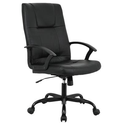 China Adjustable (height) Black High-Back PU Leather Desk Executive Chair CEO Big And Tall Office Chair for sale