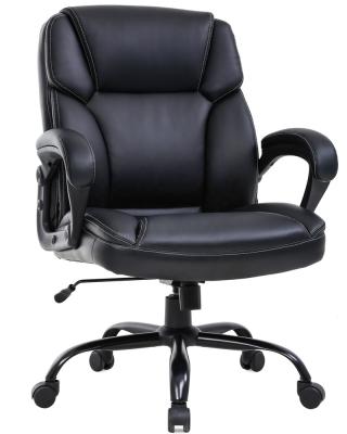 China Adjustable (height) High quality black leather boss office chair Leather Office Chair for sale