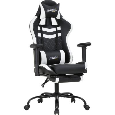 China (Size) Ergonomic Gaming Adjustable White Chair With Lumbar Support Headrest Armrest Footrest for sale