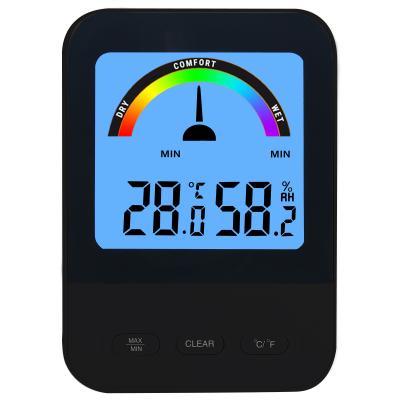 China Simple Design Room Temperature Humidity Meter Max Min Thermometer Hygrometer Digital Colorful Temperature Humidity Meter for sale