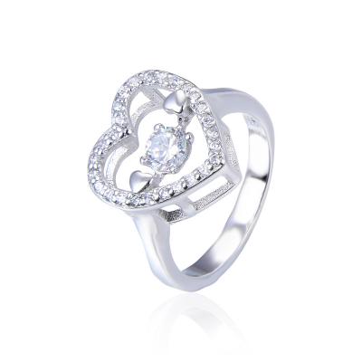 China Silver a large heart shape around the CZ paving by placing the silver ring for sale