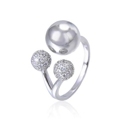 China Silver Ball New Style Adjustable 925 Sterling Silver Creative Ring for sale