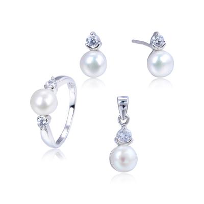 China High Quality Silver Freshwater Pearl Pearl Jewelry Set for sale