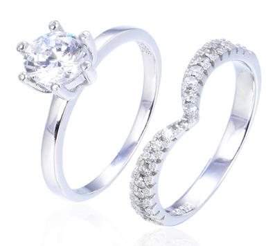 China Beautiful Engagement 925 Silver Zircon Jewelry Fashion Couples Crown Ring for sale