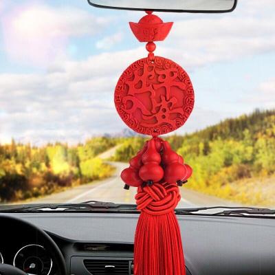 China Double Sided Safe Access Luxury Car Cinnabar Knot Chinese Car Accessories Pendant Decoration for sale