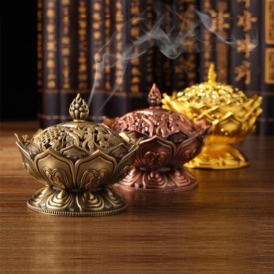 China China Incense Road Decoration Sandalwood Lotus Incense Burner Alloy Incense Burner Crafts for sale