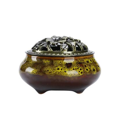 China Chinese Ceramic Ornamental Sandalwood Censer Incense Furnace Zen Antique for sale