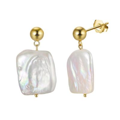 China FASHIONABLE Natural Freshwater Pearl Earrings Petal Baroque Earrings 925 Sterling Silver Earrings for sale