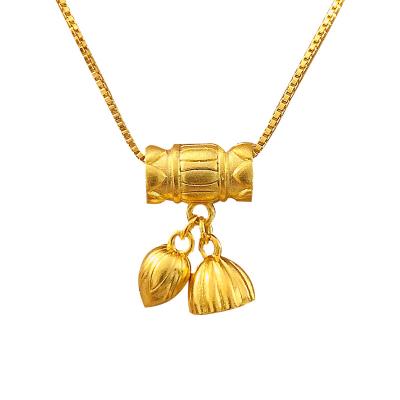 China Factory Chain II Sand Gold Necklace Clavicle Chain Jewelry 999 Huan Lotus Pendant Plated 24K Real Gold Female Color for sale