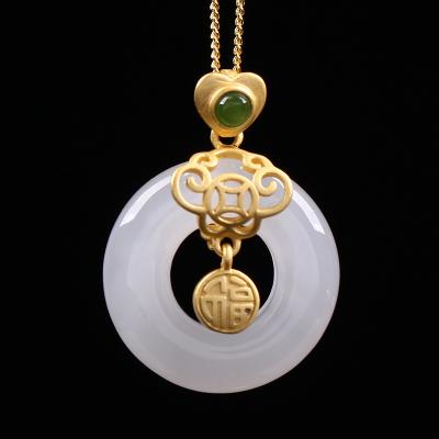 China Vintage 925 Hetian Silver Jade White Pendant for sale