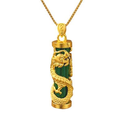 China CLASSIC Sha Jinpan Longzhu Necklace Pendant Fashion Masterful Hetian Jade Gold Plated Necklace Inlaid Pendant Hanging Jewelry for sale