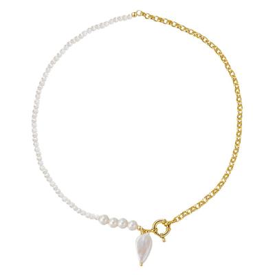 China Vintage Natural Freshwater Baroque Pearl Necklace Drop Shaped Temperament Necklace 925 Sterling Silver Jewelry for sale