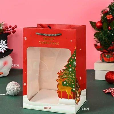 China Factory Wholesale Recycled Christmas Gift Materials Window-opening Packaging Bags, Christmas Eve Keepsake Gift Bags for sale