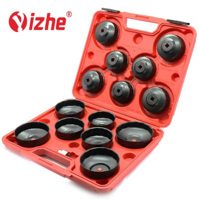 China Iron Garage Automotive Tools Oil Filter Wrench 14pc Set To Loosen Tighten Cup Sleeve For Auto Repair for sale