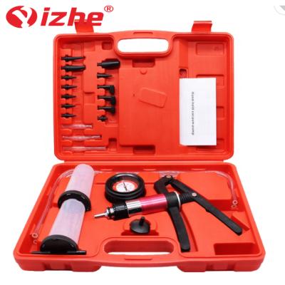 China 21pc Aluminum Body Vacuum Pressure Pump Tester Brake Fluid Handheld Type Bleeding Kit Car Tool for sale