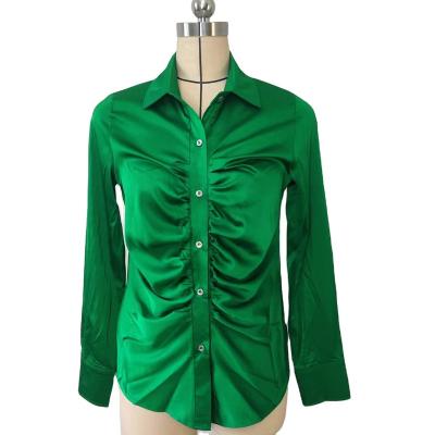 China Green House Anti-pilling Shirt Women's Slim Long Sleeve Shirt Blouse Solid Tops Outwear For Women for sale