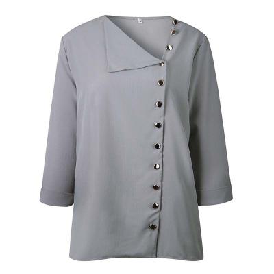 China Anti-pilling Women's Blouses 2023 New Women's Button Collar Women's Casual Tops Blouses Irregular Oblique Sexy Women Shirt Tops for sale