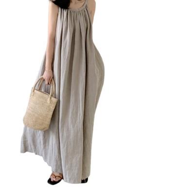 China Retro summer cotton custom made anti-static and sleeveless dress new 2022 style women's dress a-line female Korean fashion canvas casual for sale