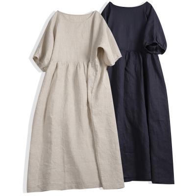 China Retro summer cotton custom made anti-static and sleeveless dress new 2023 style women's dress a-line female Korean fashion canvas casual for sale