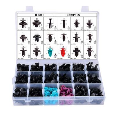 China Automotive Plastic Fastener& 299pcs Shield Retainer Car Roof Buckle Rivet Push Restraint Rivet Bumper Fasteners Clip Set for sale