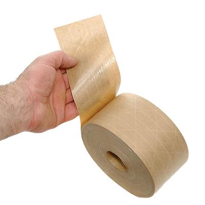 China Waterproof High Quality Reinforced Self Adhesive Paper Tape Reinforced Kraft Paper For Carton Sealing, Fiber Roll, Paper&leather Bonding And Fixing for sale