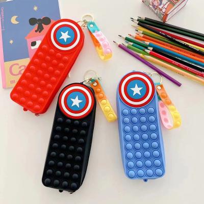 China Topsthink Large Capacity Cartoon Bubble Cartoon Pencil Case Child Pop Pencil Case Waterproof Silicone Pen Pouch Stationery Storage Bag for sale