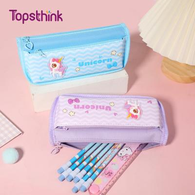 China Topsthink Kawaii Recyclable School Pencil Case For Girls Boys Cute Pencilcase Unicorn Stationery Pen Bag Pouch Supplies for sale