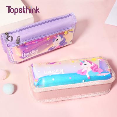 China Topsthink Recyclable Cute Multi-Compartment Pencil Case Unicorn Pen Pouch Stationery Box Anti-Shock for Girls Educate Students Teens for sale