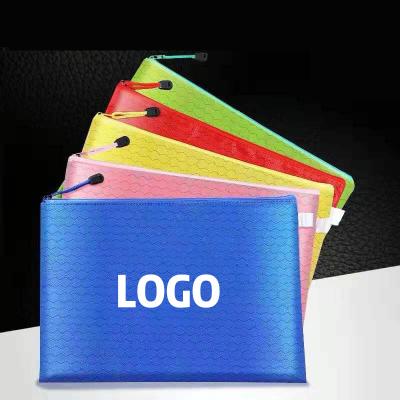 China Logo Printing Factory Waterproof Recyclable Zipper Bags Document Holders Pouches Office File Pocket Storage Organizer Zipper Folder Bag for sale