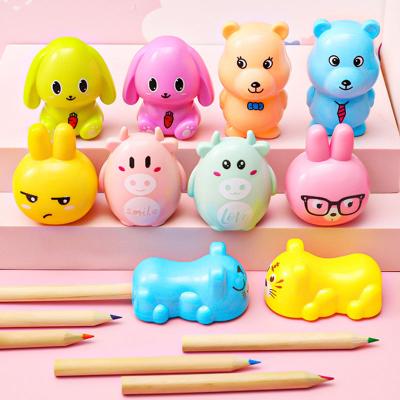 China New Topsthink Customized Cute Cartoon Cute Logo School Gift Funny Animal Pencil Sharpeners Lovely For Kids for sale