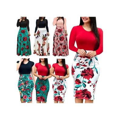 China Amazon Hot Sales Anti-Wrinkle Fashion Women Floral Maxi Dress Party Dresses Women Summer Beach Long Skirt Women Flower Casual Dresses for sale