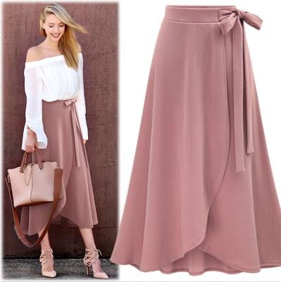 China Fashion Design Breathable Wholesale Women Casual Asymmetrical Knit Midi Lace Up Skirt for sale